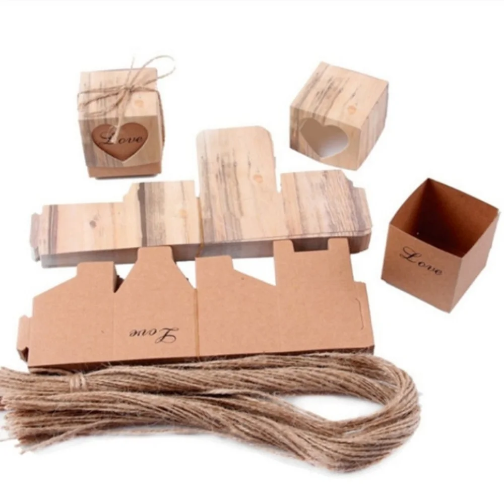 10pcs Wedding / Baby Shower Rustic Farmhouse Paper Party Gift Goodie Boxes